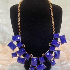 Elegant Blue and Gold Statement Necklace